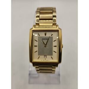 Seiko Gold Tone Stainless Steel Men's 29mm Tank Watch. 7.25" Band.